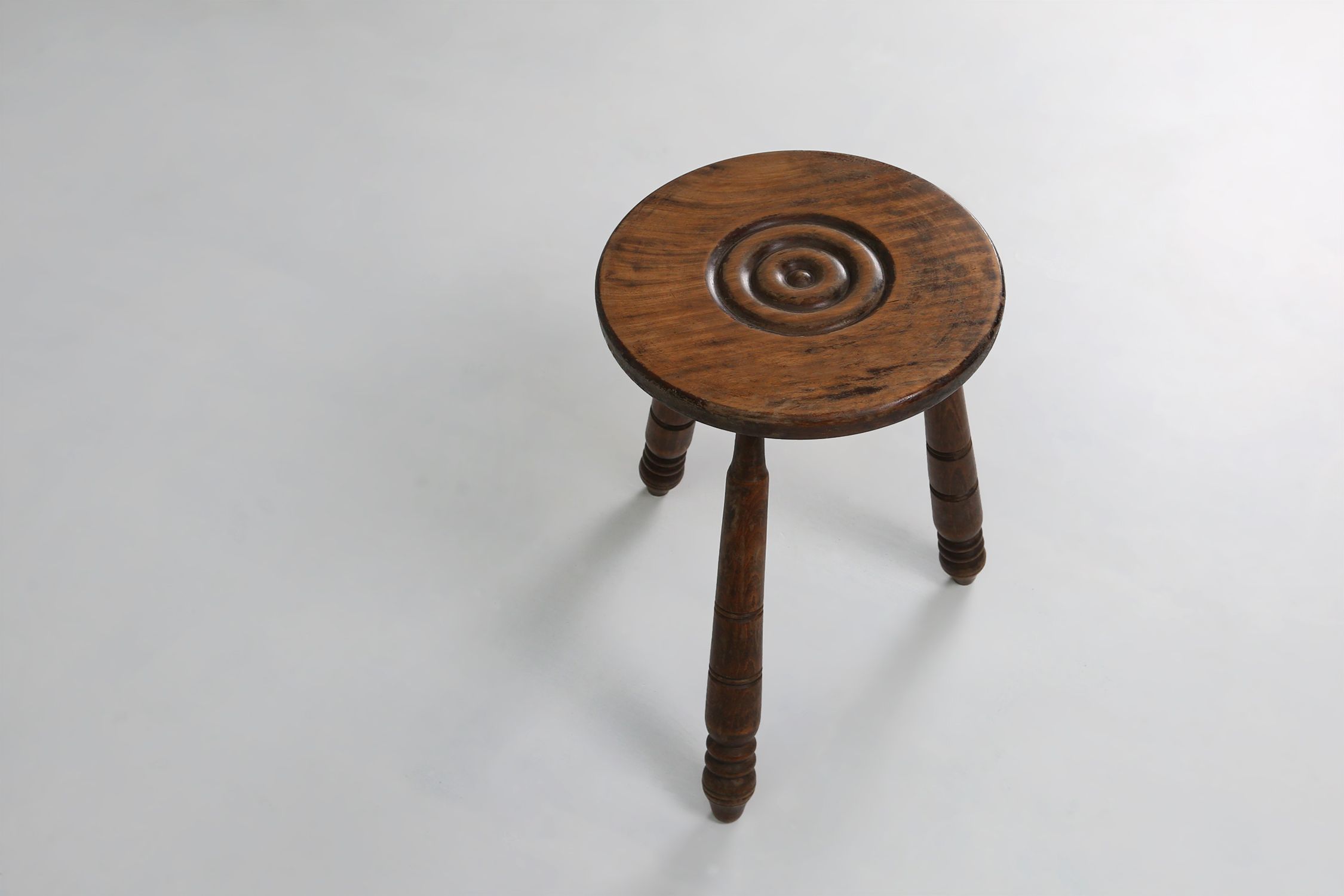 Pair of Vintage low Brutalist tripod Stools, Belgium, 1960sthumbnail